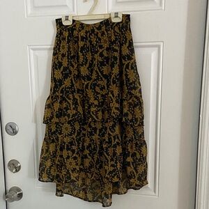 Floral Black and brown Women's ruffled Skirt